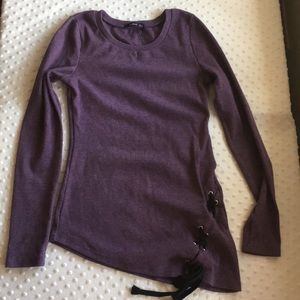Patty Boutik Tunic Pullover Top Purple w tie hem